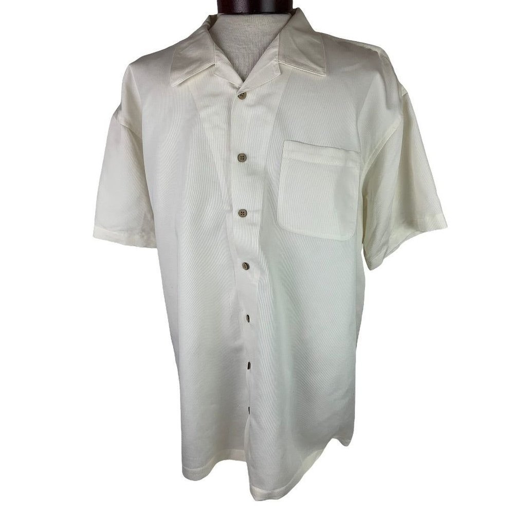 3XL Harriton Men's Short Sleeve Casual Ivory Button Up Shirt